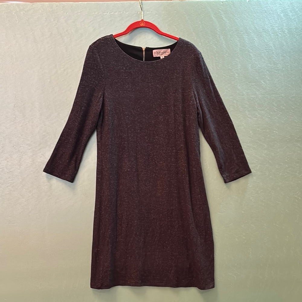 Philosophy Dark Heather Gray Long Sleeve Dress Size Medium‎